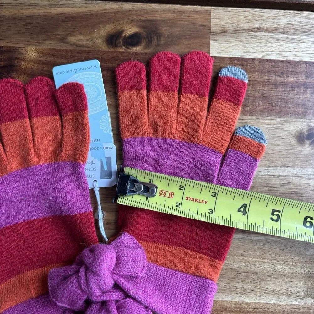 Mud Pie Womens Winter Gloves Rainbow Stripe Multicolored One Size Acrylic‎ NWT